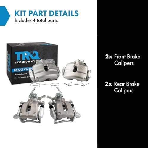 Image of TRQ Front and Rear Brake Caliper Set Zinc Coated Brackets Compatible with 2010 Volkswagen Golf 2005-2010 Jetta 2006-2009 Rabbit