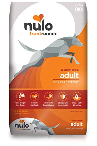Image of Nulo Frontrunner Dry Dog Food for Adult Dogs - Grain Inclusive Recipe with Turkey, Trout, & Spelt - All Natural Pet Foods with High Taurine Levels - Animal Protein for Lean Strong Muscles | Grain-inclusive recipe with spelt and high taurine levels