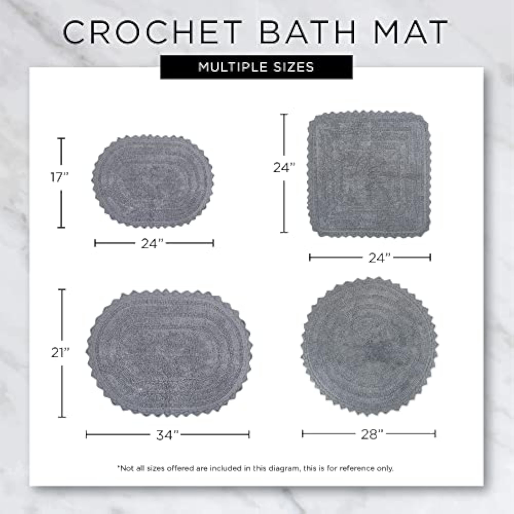Crochet Collection Reversible Bath Mat, Small Oval