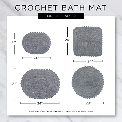 DII Crochet Collection Bath Mat, Round, 27.5" Diameter, Blueberry