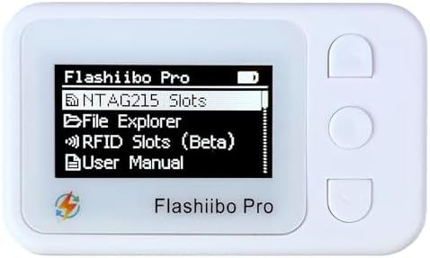 Flashiibo Pro NFC Emulator, NFC Tag Emulator, 3000+ Saves, Unlimited Rewrite, Auto UID Regen, Rechargeable Battery , 1.4" OLED Screen, Compatible with 50+ Games on Switch 1 &amp; 2 (White)