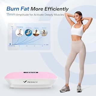 MERACH Vibration Plate, Whole Body Workout Powerful Quiet Vibration Plate Exercise Machine for Weight Loss and Shaping, Auto or Manual Speed Control, Built-in Bluetooth Speaker (Pink)