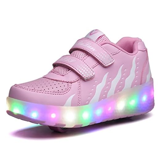 Husk'Sware Zapatos infantiles para niños y niñas, con ruedas, 2 en 1, patines brillantes, zapatillas de skateboarding, zapatillas