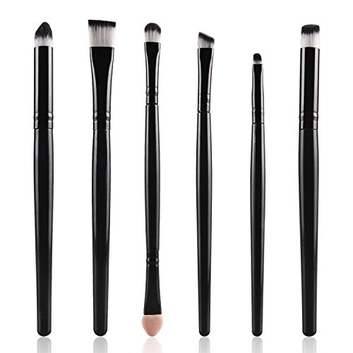 Tuscom Eyeshadow Brushes Set 6pcs Makeup Eye Brushes Eyeshadow Blending Brush Eyebrow Highlighter Brush Beauty Brushes (Black)