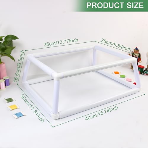 Image of guofa Tube Embroidery Hoop Frame - 2-Tier Trapezium Cross Stitch Stand, PVC Quilting Frame for Needlework, Embroidery, Sewing and Crafts (9.84''x13.77''