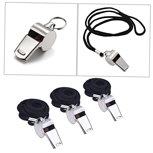 3 silbatos de acero inoxidable GANAZONO con cuerda negra miniatura 5