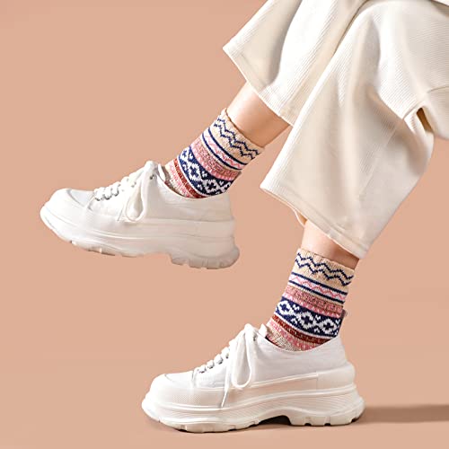 Image of Wool Socks for Women - Womens Wool Socks Winter Sock for men Warm Thick Knit Soft Vintage Casual Crew Sock