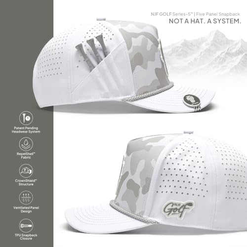 Image of Men's Golf Hat with Tee Holder & Magnetic Ball Marker | Breathable Performance Golfing Hat for Men | Water-Resistant Rope Golf Cap | Moisture-Wicking Snapback Golfing Hats
