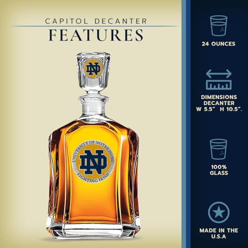 Image of Heritage Pewter Notre Dame Capitol Decanter | 24 OZ Whiskey Decanter for Liquor with Airtight Stopper | Expertly Crafted Pewter Glass