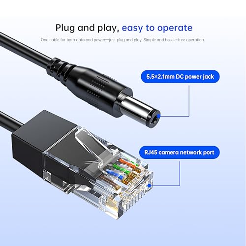 Divisor PoE Gigabit 12 V 1,2 A de salida, adaptador Ethernet sobre línea eléctrica de 10/100/1000 Mbps, adaptador Power over Ethernet para cámaras de seguridad CCTV y vigilancia miniatura 3