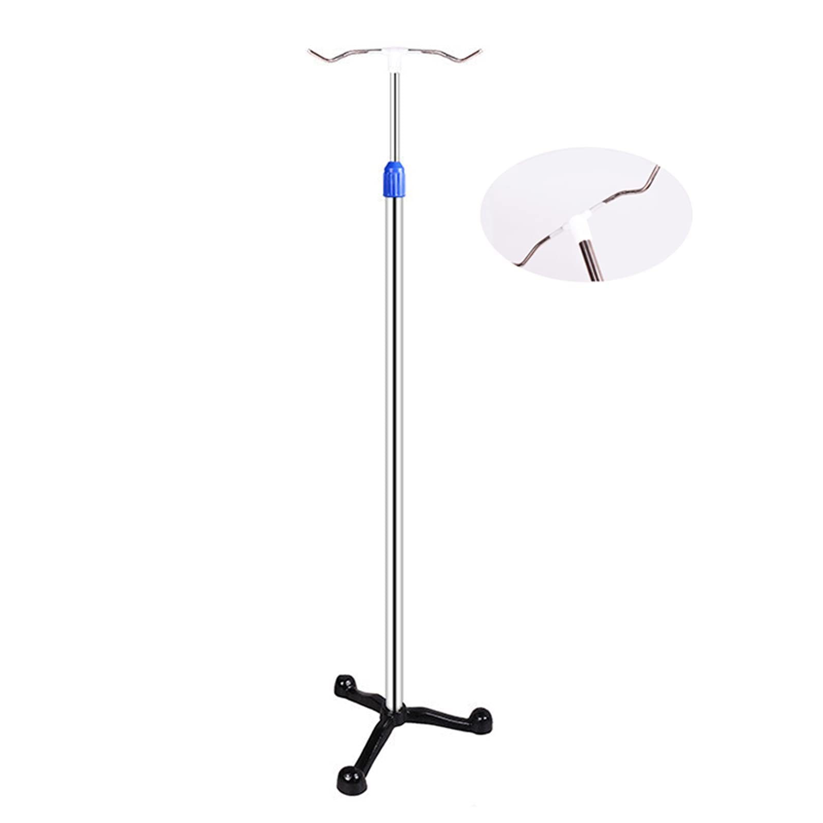 Soporte portátil para suero intravenoso, Altura Ajustable, de Acero Inoxidable, para hospitales y clínicas, con 2 Ganchos.