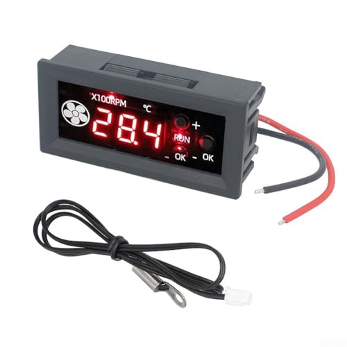 HanOaki Pantalla digital de temperatura de 4 cables para controlador de ventilador PWM, regulador de velocidad ajustable CC 12 V 3 A para carcasa de PC y refrigeración de servidor, apagado automático