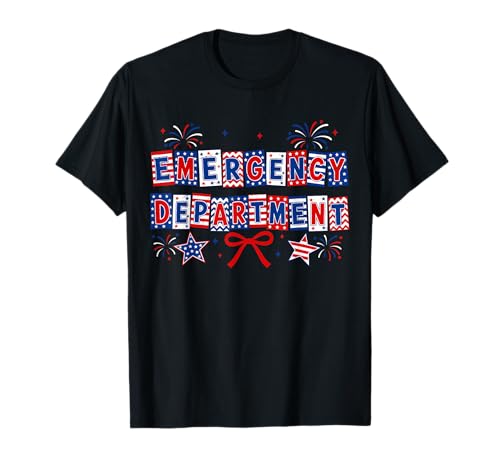 Retro Emergency Department ER Nurse USA Flag 4th of July T-Shirt