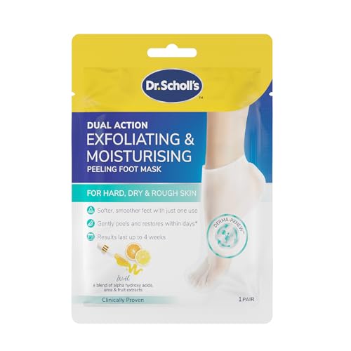 Dr. Scholls Rough Dry Skin Ultra Exfoliating Foot Peeling Mask Moisturizing Socks Gently Peels and Softens with Urea Dry Skin Callus Remover for Feet - 1 Pair