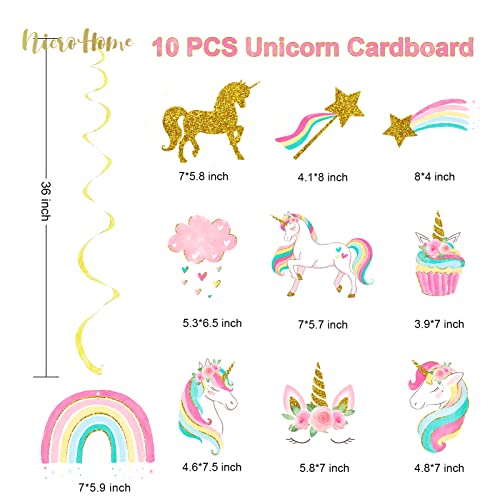 Nicrohome Unicorn Party Decorations, 30Pcs Unicorn Hanging Swirl With Glitter Cardboard, Unicorn Birthday Decorations For Girls #TOP2