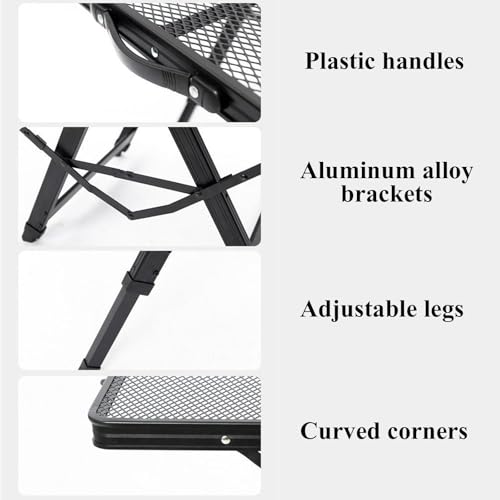 Mesa de parrilla portátil de altura ajustable, mesa auxiliar plegable ligera para camping, barbacoa al aire libre, jardín, patio, construcción de metal, 90 x 60 cm