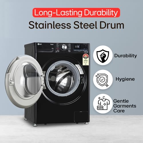Image of LG 12 Kg, 5 Star, AI Direct Drive Technology, Wi-Fi, Steam Fully Automatic Front-Loading Washing Machine (FHP1412Z3O, Intelligent & Convenient Fabric Care, Allergy Care, In-Built Heater, Onyx Black)