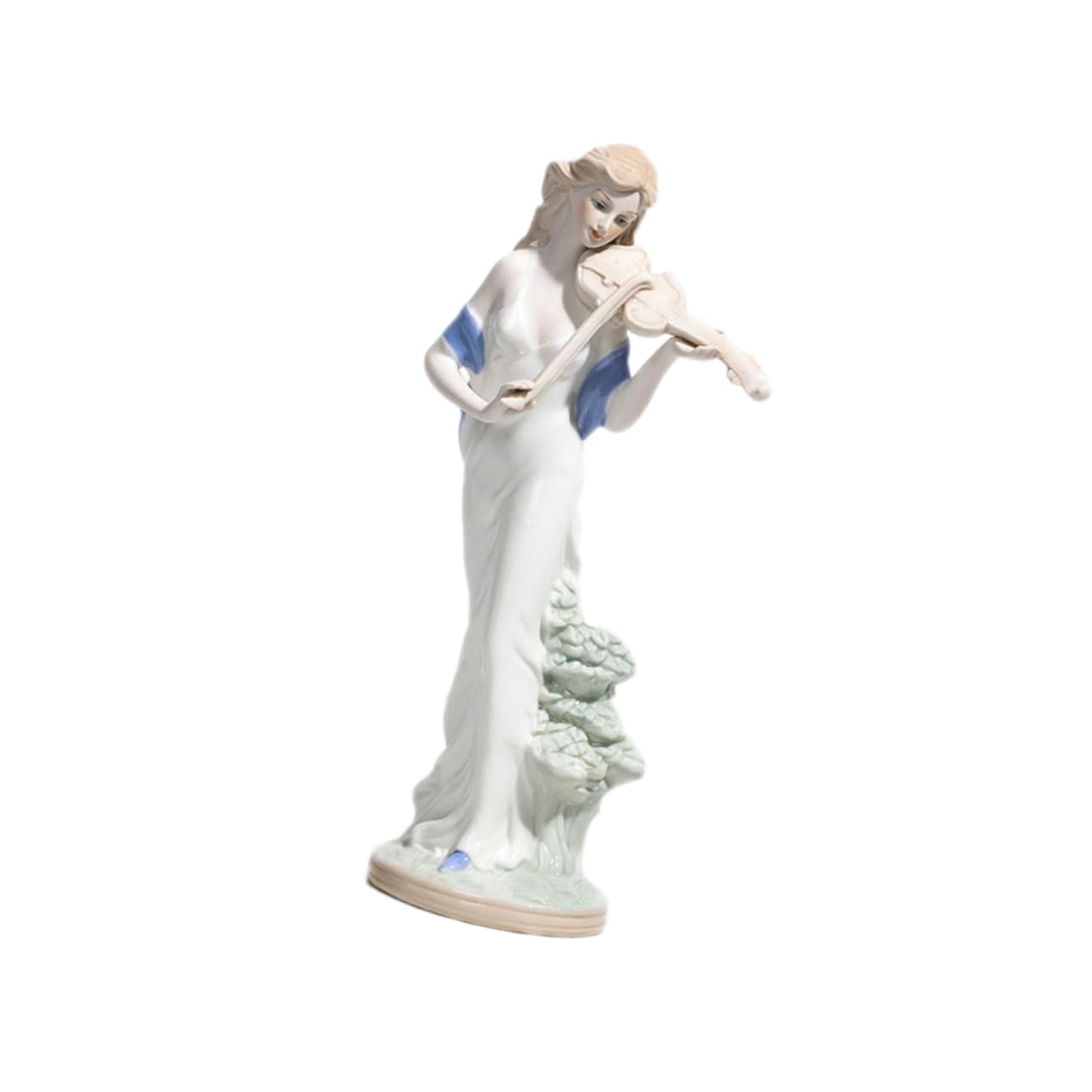 Statue céramique blanche de femme au violon Alipis pour décoration de table