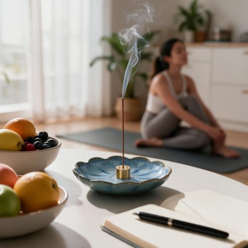 Pinehaven Ceramic Lotus Incense Holder, 5.5 Inch Japanese Blue by Pinehaven - Used condition - Image 7
