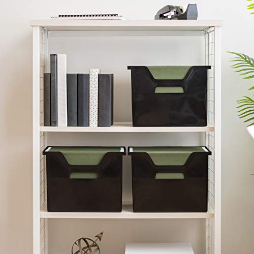 Image of IRIS USA 4-Pack Large Desktop File Box with Open Lid, Black | Organize paperwork, mail, magazines, and office supplies with portable storage for desks, classrooms, and home workspaces