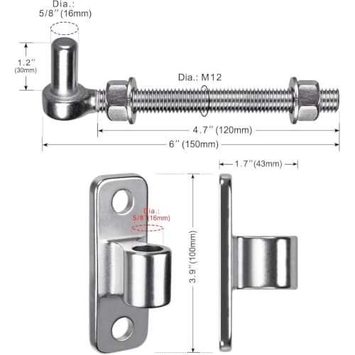 Perno en J universal de acero inoxidable con gancho y placa para puerta 3