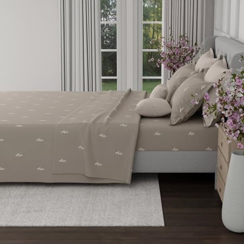 Image of BOUTIQUE LIVING Luxe Loom Blooming Dales 100% Cotton 600 TC Grey Floral King Bedding Set