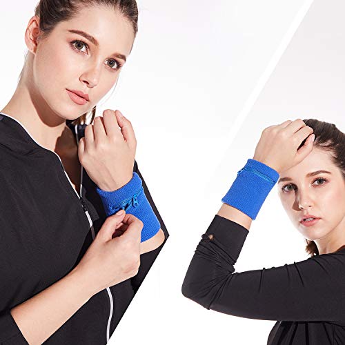 Hoter Sport-Wristband Wrist-Pouch Zipper Wrist-Wallet - Running Tennis Wrist Wallet Thick Solid Color Sweatband Wallet For Keys Id Cards,1Pcs/2Pcs Pack #TOP4