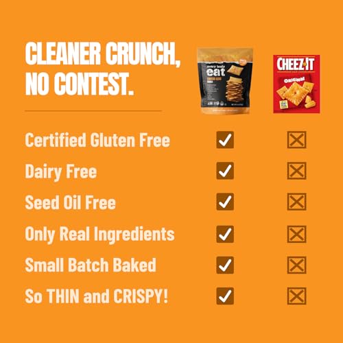Image of Every Body Eat Snack Cracker Thins, Cheese-Less - Gluten Free, Vegan, Dairy Free, and Seed Oil Free, 4oz