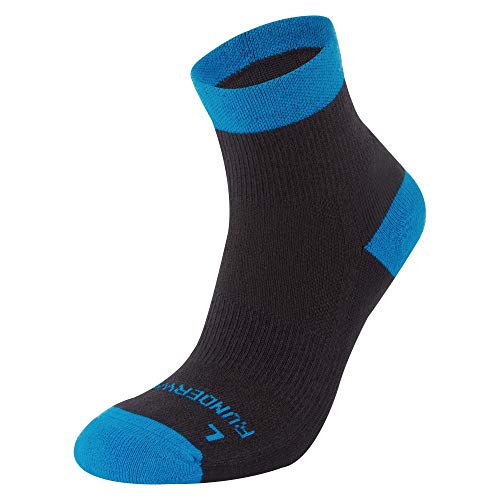 Runderwear - Calcetines de running antiampollas, media - doble capa, calcetines para correr, Unisex adulto, color negro/azul, tamaño X-Large (UK 11.5-13)