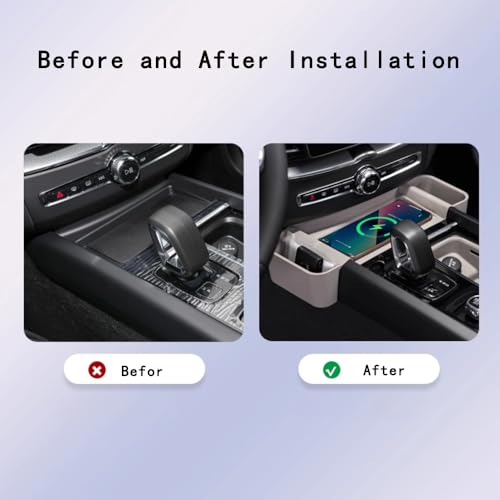 Image of Silicone Material Cup Holder Coaster for Volvo 2026 XC60 Center Console Gear Shift Protector, Automotive Accessories (2026 XC60 Wireless Charging-Cardamom)