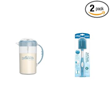 Dr. Browns 32oz Baby Formula Mixing Pitcher, Bottle Brush & Nipple Cleaner Bundle, Blue