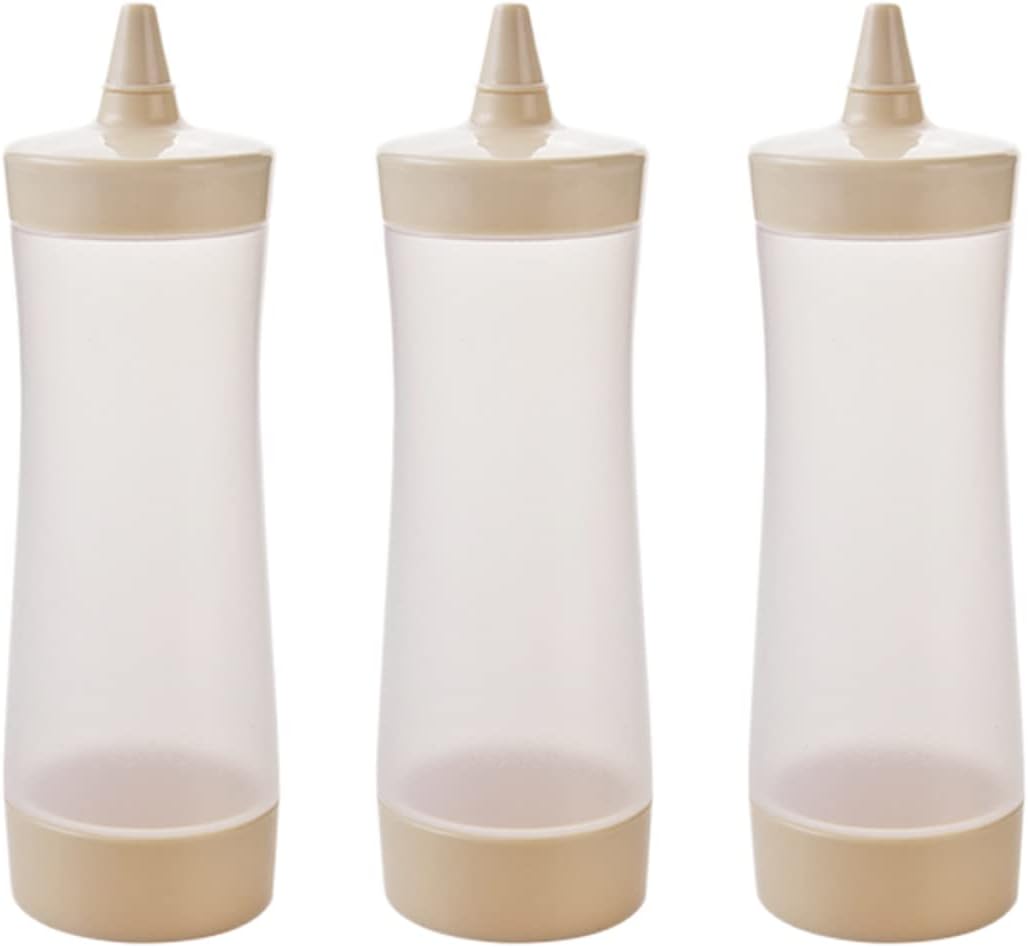 UPKOCH 3-Pack 12Oz Plastic Squeeze Sauce Bottles with Leak-Proof Flip Caps for Condiments Ketchup Mustard Salad Dressings Bbq Kitchen Use