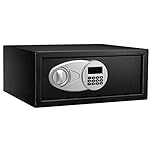 Amazon Basics Steel Security Safe and Lock Box with Digital Keypad, Electronic Lock, Emergency Key Open, Secure Cash, Jewelry, Documents, Black, 0.7 Cubic Feet, 16.9-x-14.6-x-7.1-inches (WxDxH)
