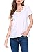 Meaneor Women's Plus Size Baggy Roll UP Short Sleeve V-Neck T-Shirt Top Blouse White M