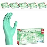 1000 Stk (10x100) ARNOMED Einweghandschuhe Grün, Einmalhandschuhe S, Nitril Handschuhe Einweg, Nitrilhandschuhe puderfrei, Gummihandschuhe Einweg, Schutzhandschuhe, Handschuhe Nitril XS, S, M, L, XL