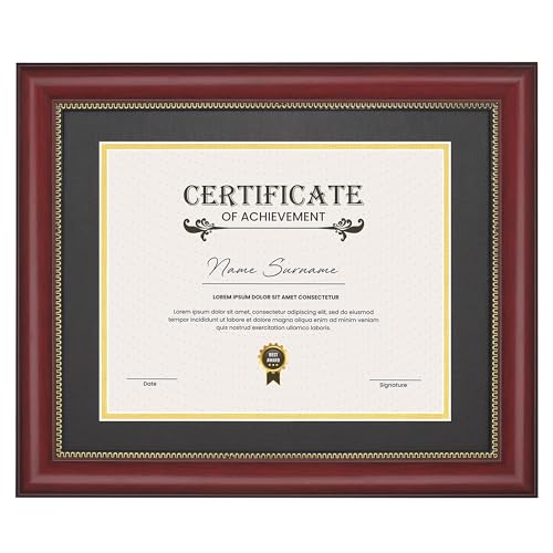 JackMa Diploma Frame-8.5x11 Certificate Frame with paper mat, HD Tempered Glass Picture frame, 11x14 Picture Frame without Mat, Tabletop & Wall Mount Family Photo Frame, Mahogany trim single