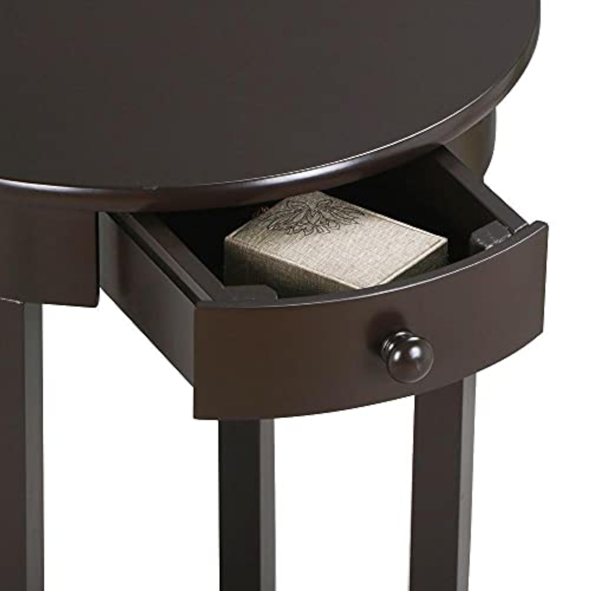 Sheesham Wood Bedside Table with Drawers, Espresso Finish
