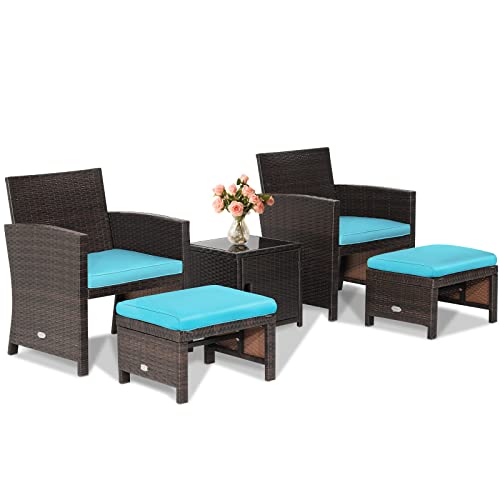 Tangkula 5-Piece Wicker Patio Conversation Set #TOP7