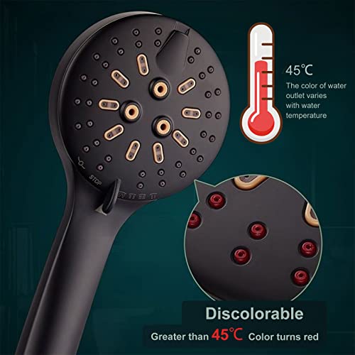 Bathpro High Pressure Shower Head With Handheld, 6-Mode Showerhead With Long Hose Stainless Steel 59", Built-In Power Wash To Clean, Adjustable Brass Ball Joint Bracket (2.5Gpm, Matte Black) #TOP4