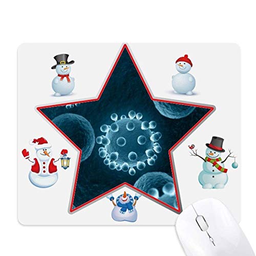 Tapis de souris bonhomme de neige Science Blue Cell créature de Noël étoile