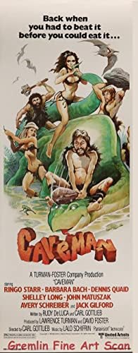Caveman Original Movie Insert Poster, 1981 Starring Ringo Starr, Dennis Quaid, Shelley Long