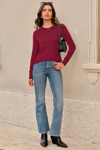 Image of Arach&Cloz Women's Wool Blend Classic Crew Neck Casual Fall Sweaters