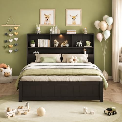 Merax Twin Size Bookcase Headboard Bed