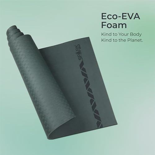 Image of Nivia Spark EVA Yoga Mat for Men & Women, 8 mm with Carry strap, Anti Skid, Exercise Mat for Home Workout, Foldable yoga mat, For Gym Exercise /Fitness (Bottle Green)