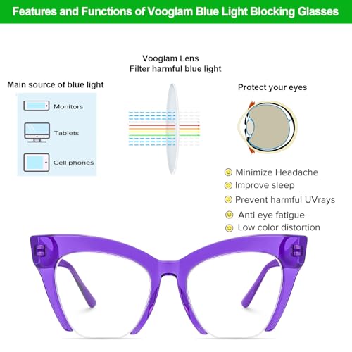 Image of VOOGLAM Blue Light Glasses for Women Anti Eyestrain Dry Eyes UV Computer Phone TV Eyewear Fashion Jacobien