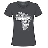 shop4ever - maglietta da donna juneteenth africa word cloud montage - grigio - 3xl
