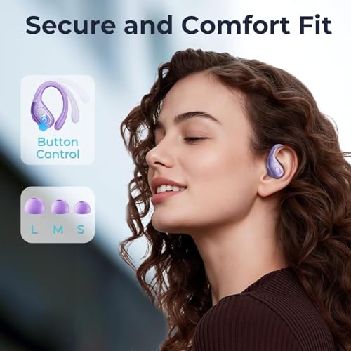 Image of occiam Active Noise Cancelling Earbuds Wireless Bluetooth Headphones | Ear Buds 90Hrs Playback Stereo Bass Earphones with Mic Over-Ear Hooks IPX7 Waterproof Headset for Work Sports
