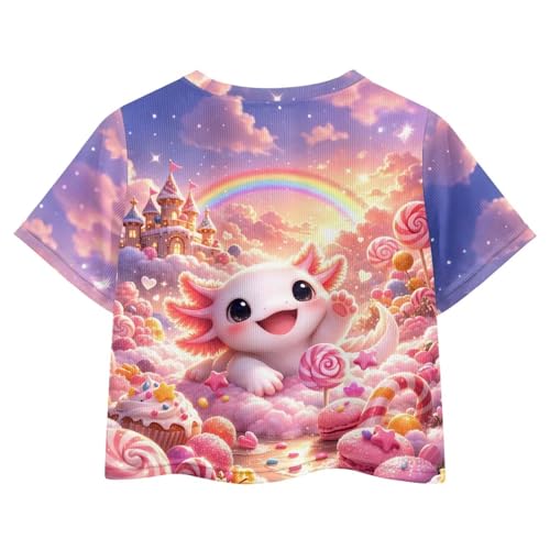 Image of Girls Fashion Crewneck Tee Shirts Casual Short Sleeve Crop Top Summer Outfits 5-14 Years Old