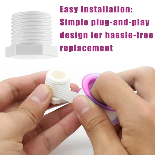 Image of Water Heater Drain Plug with Tape 1 /2 Inch for RV Camper and Atwood Water Heaters 11630 91857 White Plastic 8 Pcs