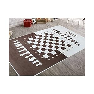 MANI TEXTILE TPS_ECHEC_MARR_100 Teppich, Polyester, Braun, 100 x 150